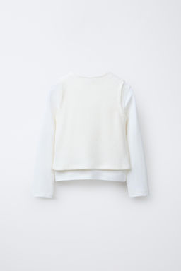 T-SHIRT WITH OVERLAY WAISTCOAT AND STUDS - Zara фото 3