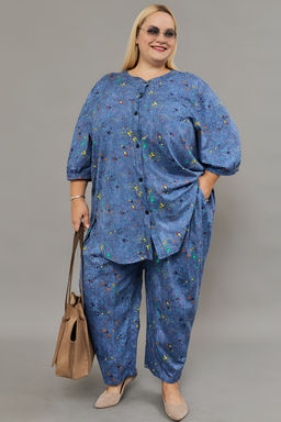 Костюм женский с брюками больших размеров (К-01 клякса)