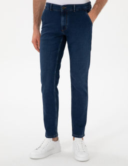 Lacivert Slim Fit Pamuk Kar___ml_ Jean Pantolon