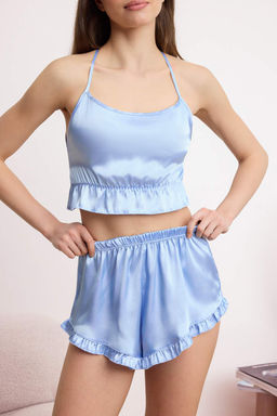 Trendyolmilla Murdum F?rf?rl? ve S?rt Ip Ask?l? Saten Sortlu Dokuma Pijama Tak?m? THMSS23PT00048  фото 40