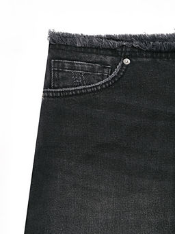 CONTE CON-773 Чёрная джинсовая юбка-mini из eco-friendly денима с бахромой black