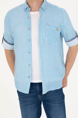 U. S. Polo Assn Мужская синяя рубашка в клетку - U.s. polo assn фото 6