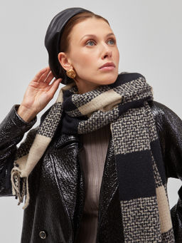 Большой теплый двусторонний палантин В СОСТАВЕ ШЕРСТЬ