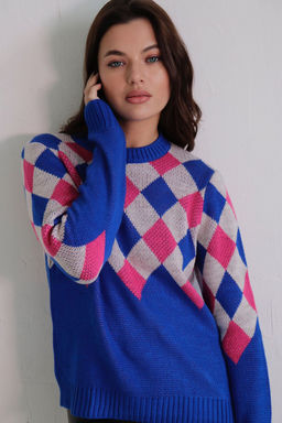 10661 Джемпер с ромбами синий - Martichelli фото 4