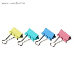 Набор зажимов для бумаг deVENTE, 51 мм, 12 шт., металлические, МИКС × 4 цвета, картонная коробка