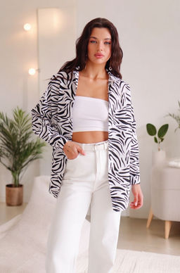 11609 Рубашка удлинённая чёрно-белая - Martichelli фото 15