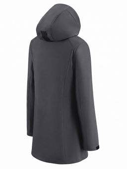Парка женская софтшелл виндстоппер удлинённая с капюшоном черного цвета 9614_1Ch
