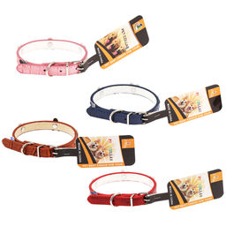 "Пэт тойс (Pet toys)" Ошейник для собаки "Цветы" 1,4х38см, металлическая застежка, под кожу, с декором, на картоне, цвета в ассортименте: красный, синий, розовый, коричневый (Китай)