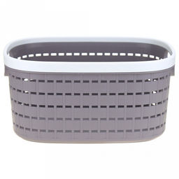 Домашняя мода Корзина пластмассовая для хранения Береста 24х16,5см h12см, с ручками, серый (Китай)  фото 2