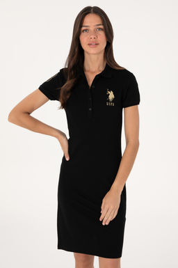 Kad_n Siyah Polo Yaka Mini Boy _rme Elbise Sepette S_rpriz _ndirim - U.s. polo assn фото 2