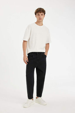 Джинсовые брюки стандартного кроя с завышенной талией свободного кроя и объемным кроем - Defacto фото 2