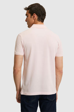 Erkek Slim Fit Polo Yaka A__k Pembe Basic Ti__rt