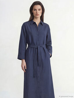 Ku?akl? Keten Kar???ml? G?mlek Elbise