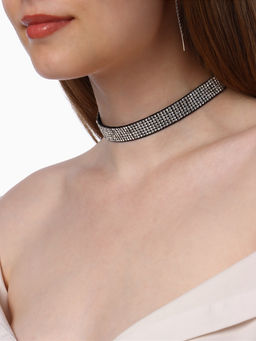 Чокер Грация искр, тонкий, цвет черно-серебряный, L=30 см