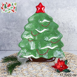 Блюдо новогоднее 22х17 см Елка / NX249313-1 /уп 48/