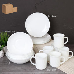 Столовый набор 19 предметов Классика с кружками / GRAY-13/7578 (WHITE) /уп 2/