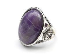 Кольцо в металле с аметистом овал 21*27мм Радуга камня