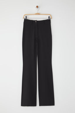 Siyah Ispanyol Paca Normal Bel Dokuma Pantolon TWOSS25PL00065