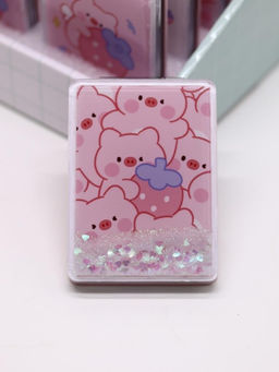 Зеркало шейкер раскладное "Pig pattern", розовое, 8*6 см