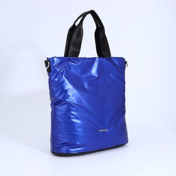 Сумка-тоут на молнии, наружный карман, длинный ремень, цвет синий - Simaland фото 3