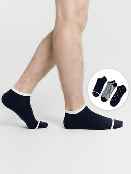 Носки мужские серые мультипак (3 пары) с рисунками в виде якорей и полосок