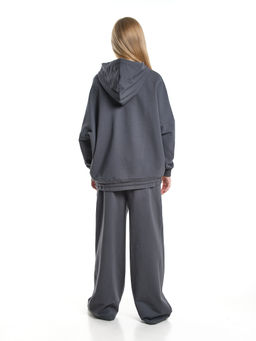 Толстовка на молнии с капюшоном 22-7640 серый - Mini maxi фото 22