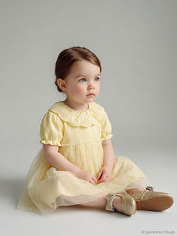 T?l Detayl? Bebe Yaka K?z Bebek Elbise