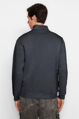 Antrasit Regular/Normal Kesim Dik Yaka Fermuarl? S?cak Tutan Basic Sweatshirt TMNAW24SW00041