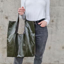 Женская мягкая кожаная сумка шоппер 0054-6 - Cidirro фото 4