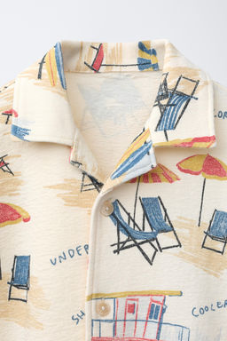 CAMISA BOWLING ESTAMPADO SILLAS PLAYA / Crudo - Zara фото 3
