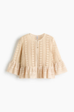 Blusa de encaje con ribetes de volante
