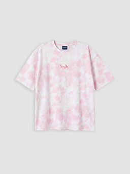Bisiklet Yaka Batik Desenli K?z ?ocuk Ti??rt