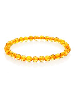 Браслет из натурального балтийского янтаря золотисто-коньячного цвета Карамель алмазная