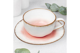 Чайн. пара 2 пр. 250 мл 13*9,5*5,5 см "Кантри" коралловая
