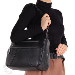 Сумка женская кожаная 0828 black Polina&Eiterou/30  в Новосибирске