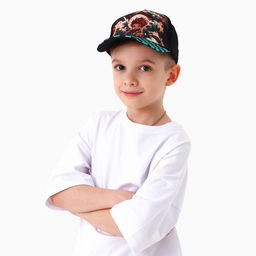 Кепка детская для мальчика «Волны», аниме, цвет чёрный, р-р 52-54, 5-7 лет