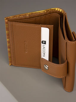 LACCOMA кошелек LA-2080-коричневый-золото натуральная кожа  фото 4