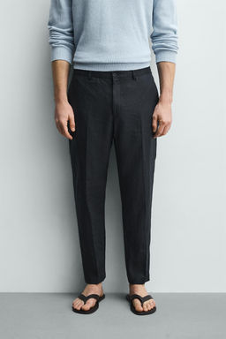 PANTAL?N REGULAR FIT 100% LINO / Marino - Zara фото 7