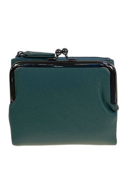 Женское портмоне из натуральной кожи, цвет зеленый