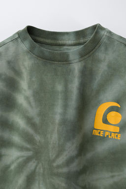 CAMISETA FELPA TIE DYE ESTAMPADO / Verde - Zara фото 3