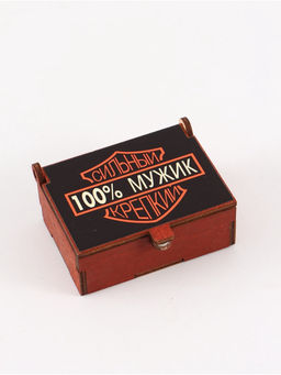 Цена за 2 шт. Коробка подарочная деревянная «100% мужик» 8,5 х 6 х 3,5 см