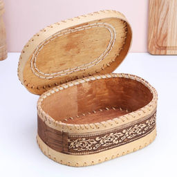 Хлебница-батонница с крышкой «Собор», 30×18×10 см, береста