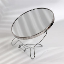 Зеркало настольное, с увеличением х2, настенное, двустороннее, 18.5×21 см, (d=16 см), металлическое