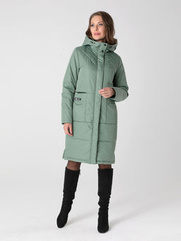 24309 Пальто дем. зеленый - Dizzyway фото 2