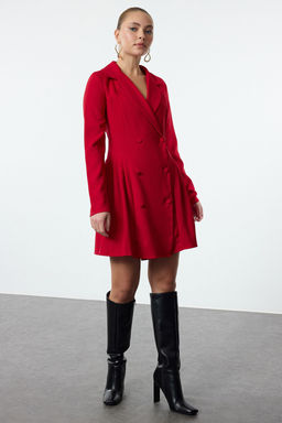 TRENDYOLMILLA K?rm?z? Piliseli Mini Dokuma Ceket Elbise TWOAW24EL00295  фото 2