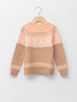 Bisiklet Yaka Desenli Uzun Kollu K?z ?ocuk Triko Kazak - Waikiki фото 2