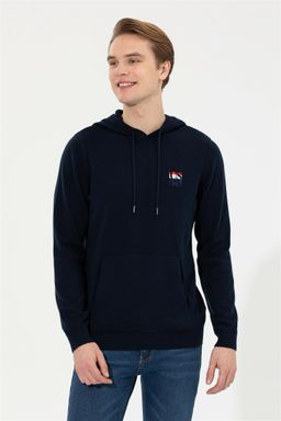 U. S. Polo Assn Мужской темно-синий трикотажный свитер с капюшоном - U.s. polo assn фото 4