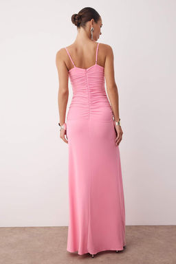 TRENDYOLMILLA Bordo Orme Uzun S?k Abiye Elbise TPRSS22AE0112 фото 9