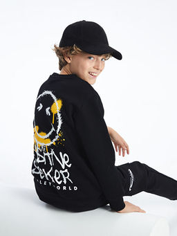 Smileyworld Bask?l? Erkek ?ocuk Kal?n Sweatshirt