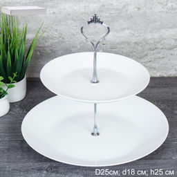 Ваза для фруктов 2-х ярусная белая Евро / DPG-2/LMLPP72/100White /уп 12/